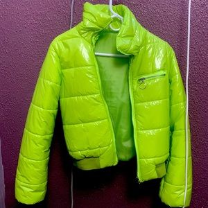 Neon green coat women small